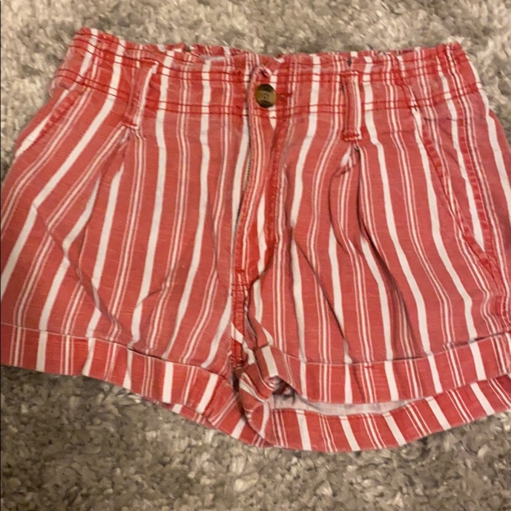 red pinstripe shorts